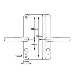 Fab & Fix Farnham Lever Lever UPVC Multipoint Door Handles - Without Snib 68mm PZ Sprung 215mm Screw Centres - Image 3