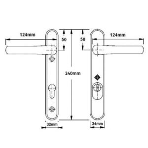 Hoppe Atlanta PAS24 Lever Lever UPVC Multipoint Door Handles - 92mm PZ Unsprung 122mm Screw Centres - Image 4