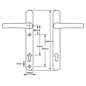 TSS Lever Lever UPVC Multipoint Door Handles - 92mm PZ Sprung 122mm Screw Centres - Long Backplate - Image 6