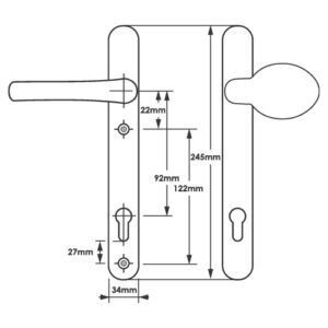 TSS Lever Moveable Pad UPVC Multipoint Door Handles - 92mm PZ Sprung 122mm Screw Centres - Long Backplate - Image 6
