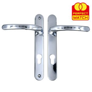 TSS Lever Lever UPVC Multipoint Door Handles - 92mm PZ - Sprung - 203mm Screw Centres - 232mm Backplate - Image 3