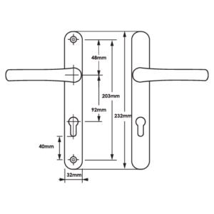TSS Lever Lever UPVC Multipoint Door Handles - 92mm PZ - Sprung - 203mm Screw Centres - 232mm Backplate - Image 6