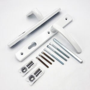 TSS Lever Moveable Pad UPVC Multipoint Door Handles - 92mm PZ - Sprung - 215mm Screw Centres - 3x Fixings - Image 3