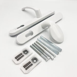 TSS Offset Lever Moveable Pad Multipoint Door Handles - 95/65mm PZ - Sprung - 200mm Screw Centres - Image 3