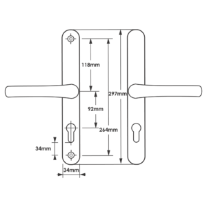 TSS Lever Lever Universal UPVC Multipoint Door Handles - 92mm PZ - Sprung - 264mm Screw Centres - Image 4