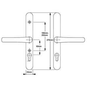 Yale Adjustable Lever Lever UPVC Multipoint Door Handles - 92mm PZ Sprung 196-252mm Screw Centres - Image 6